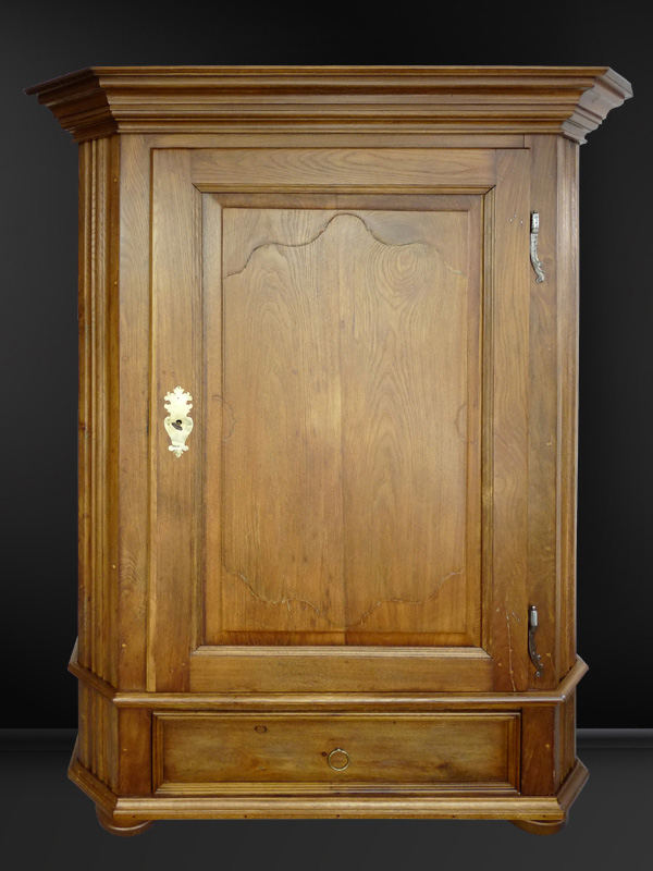 Eintüriger Barockschrank Eiche-Wellenprofil
