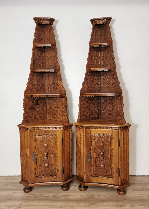 Eiche Eckschrank Paar Barock