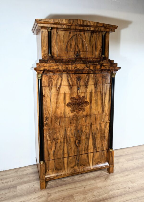 Biedermeier Schreibschrank / Sekretär Nussbaum