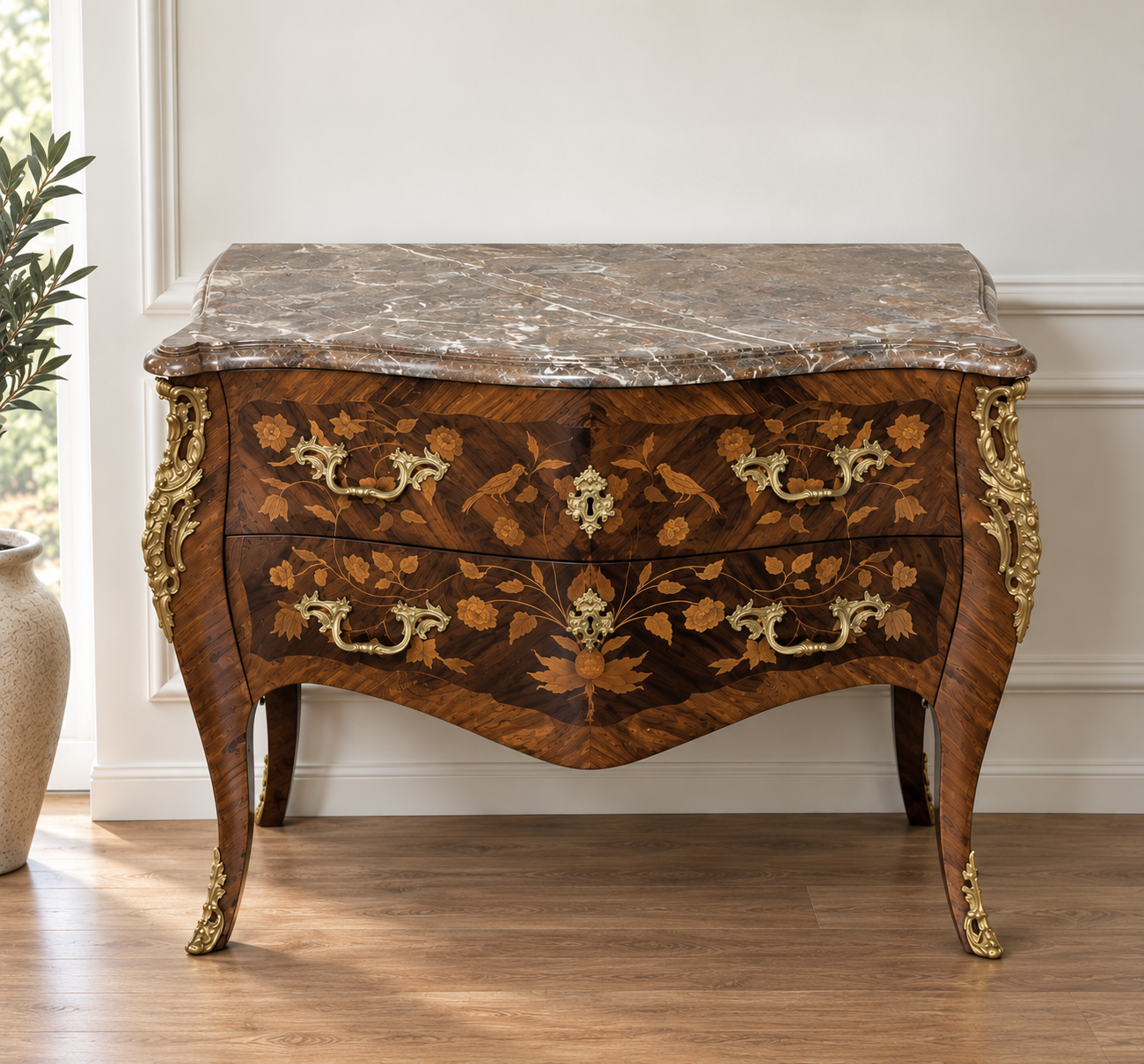 Palisander Kommode mit Intarsien / Frankreich um 1850