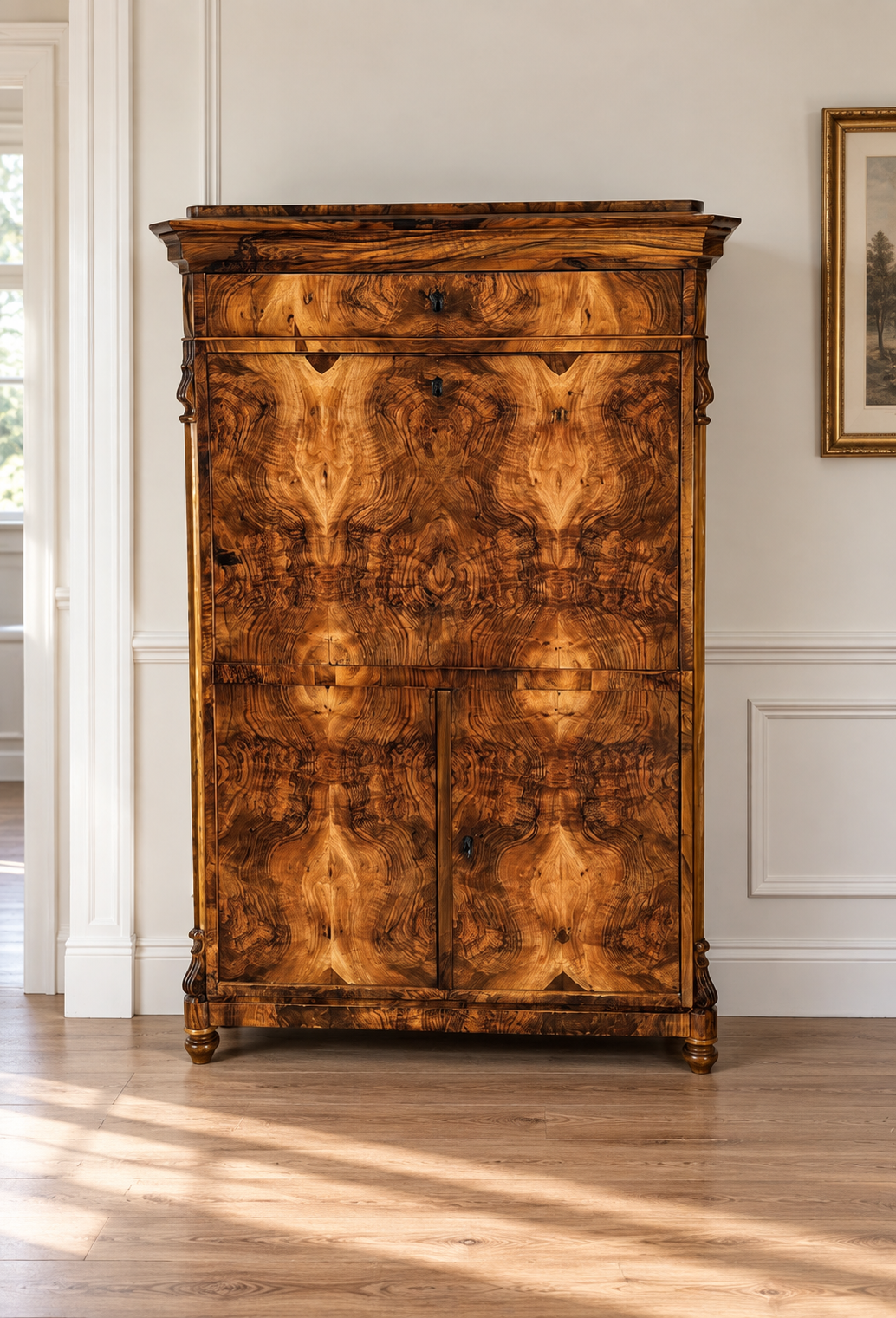 Biedermeier Nussbaum Sekretär