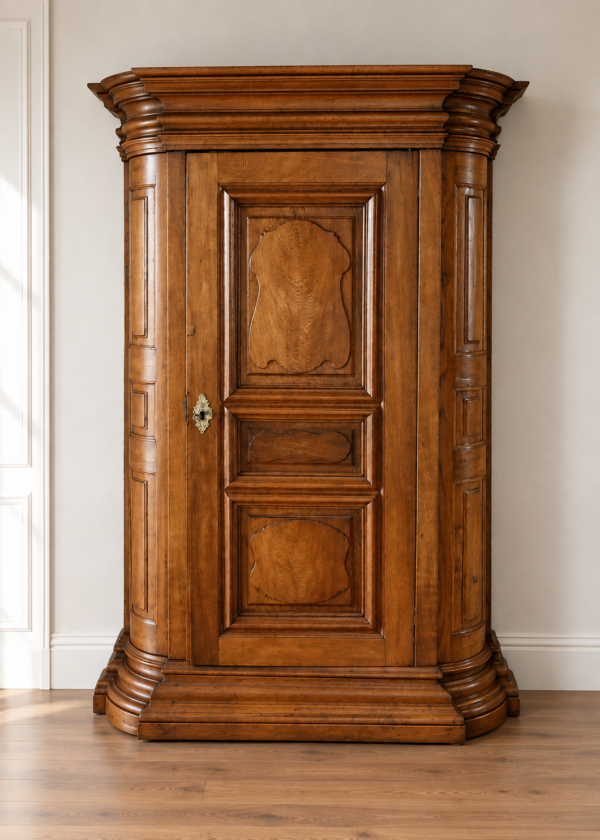 Eintüriger Abgerundeter Eiche Barockschrank um 1750