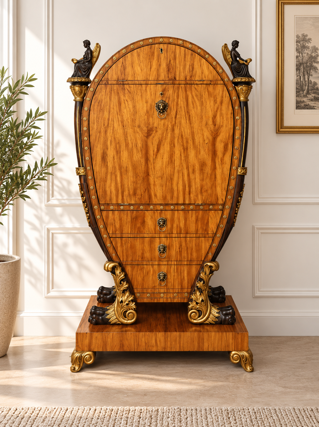 Lyra Sekretär / Schreibschrank Rosenholz mit Palisander