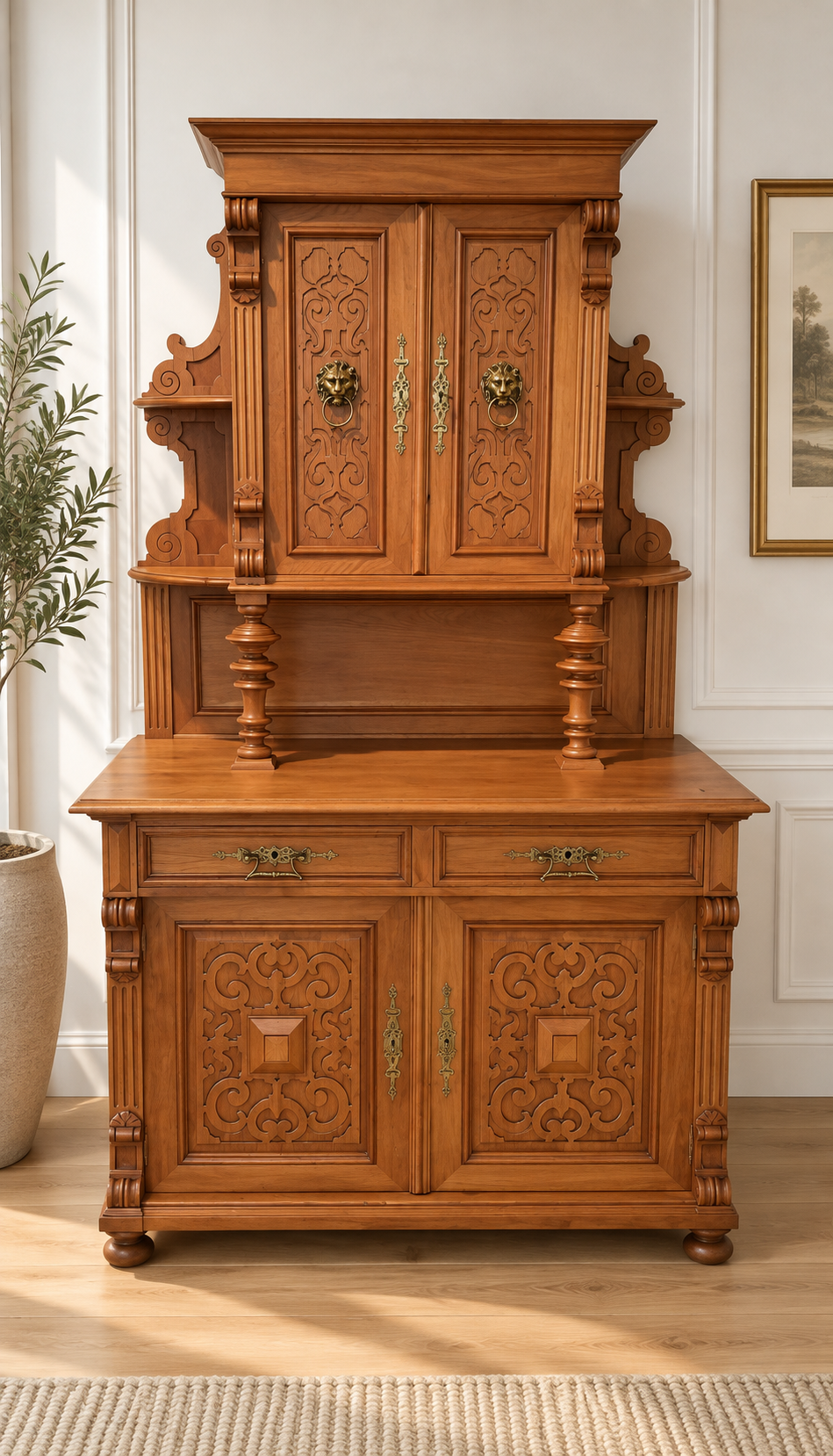 Eiche Gründerzeit Säulen Buffet