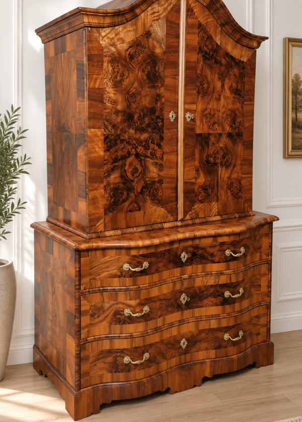 Barock Aufsatzkommode Nussbaum um 1800