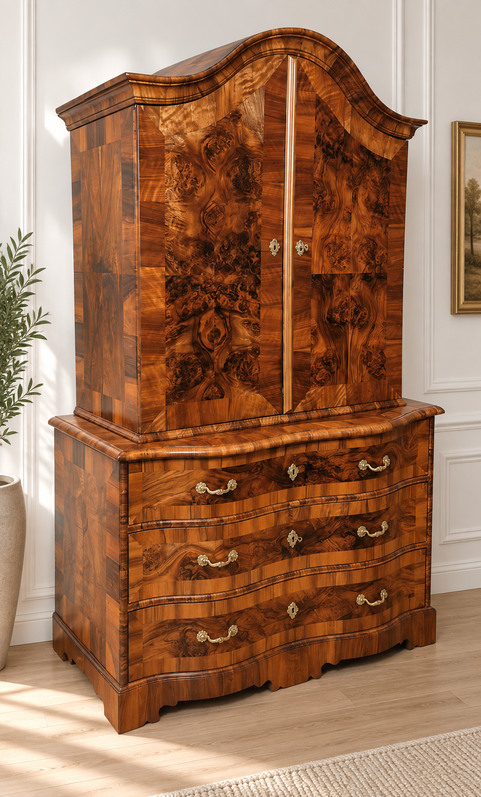 Barock Aufsatzkommode Nussbaum um 1800
