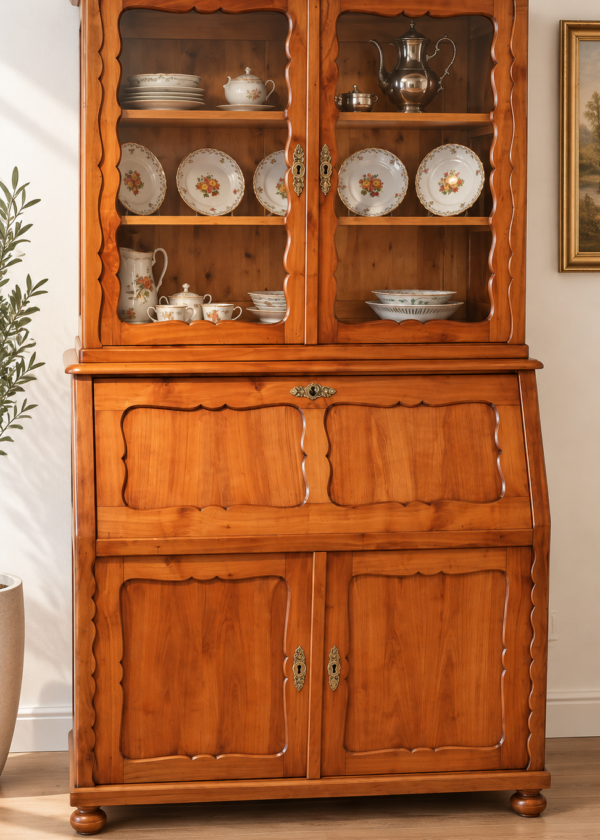 Biedermeier Sekretär Kirsch mit Bretzelmuster