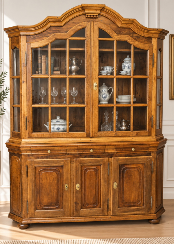 Bergische Aufsatz Vitrine Eiche massiv