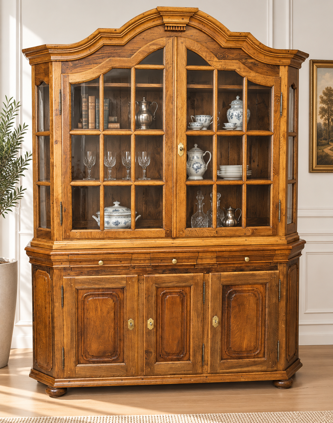 Bergische Aufsatz Vitrine Eiche massiv