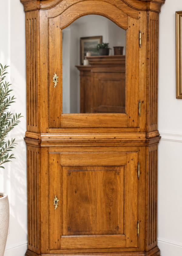 Barock Eiche Eckschrank / Eckvitrine