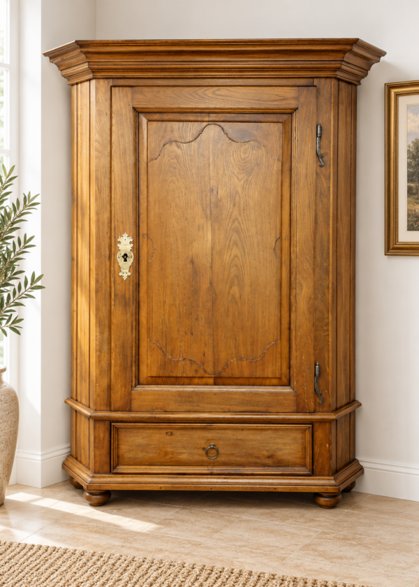 Eintüriger Barockschrank Eiche-Wellenprofil