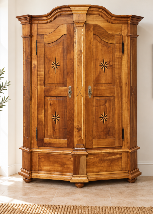 Barock Kirschbaum Schrank mit Sternintarsien