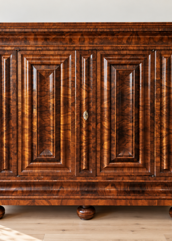 Züricher Wellenschrank Barock Nussbaum Querfurniert