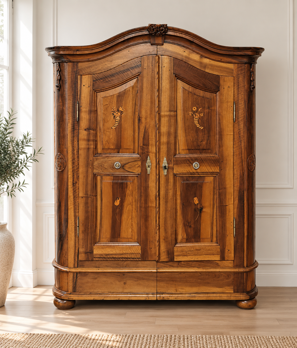 Barock Schrank Nussbaum Pfalz mit Intarsien um 1760