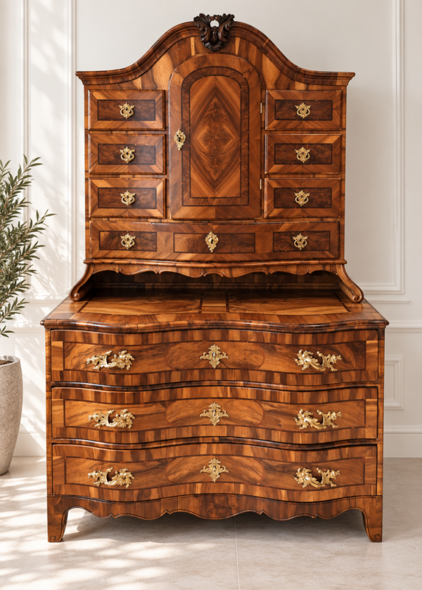 Nussbaum Kabinettschrank / Aufsatzsekretär Barock 18 Jahrhundert