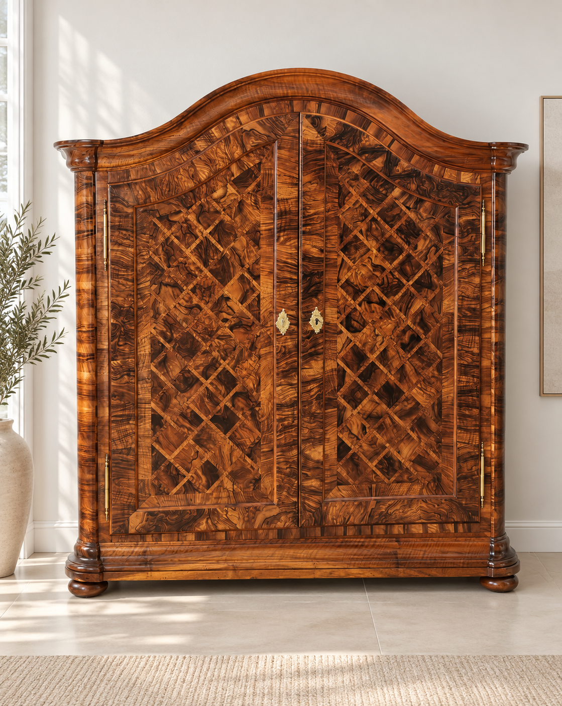 Barock Bogenschrank Nussbaum Mainz um 1730