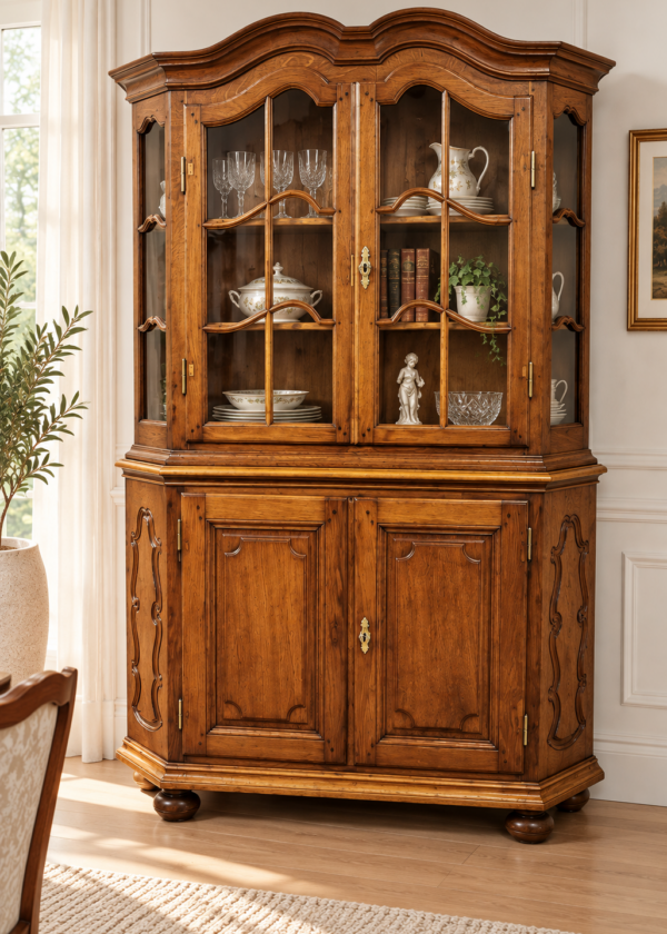 Barock Bergische Aufsatz Vitrine Eiche um 1750