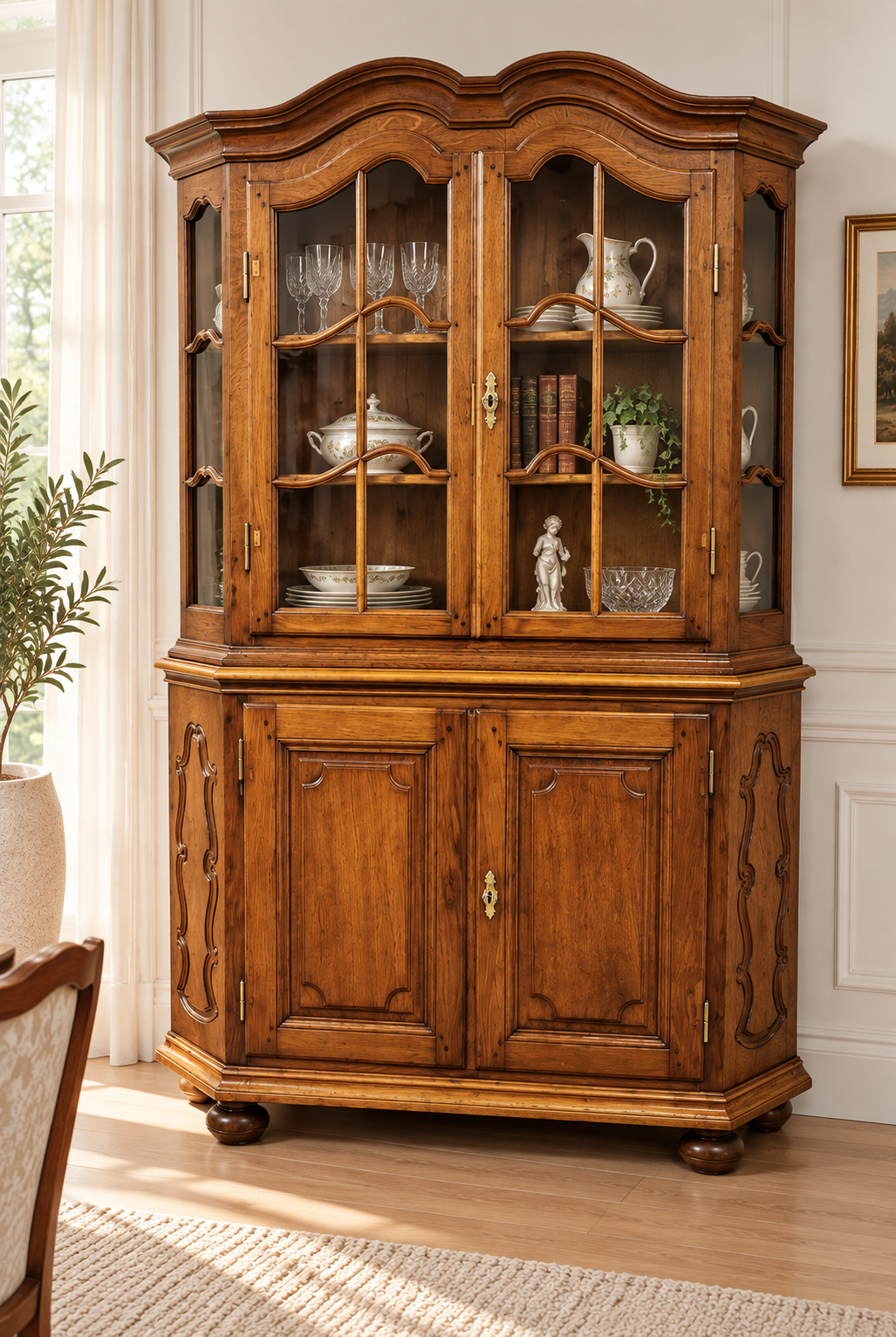 Barock Bergische Aufsatz Vitrine Eiche um 1750