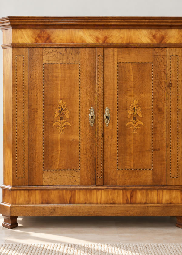 Klassizismus Schrank Eiche / Kirsch mit Intarsien Marburg um 1840