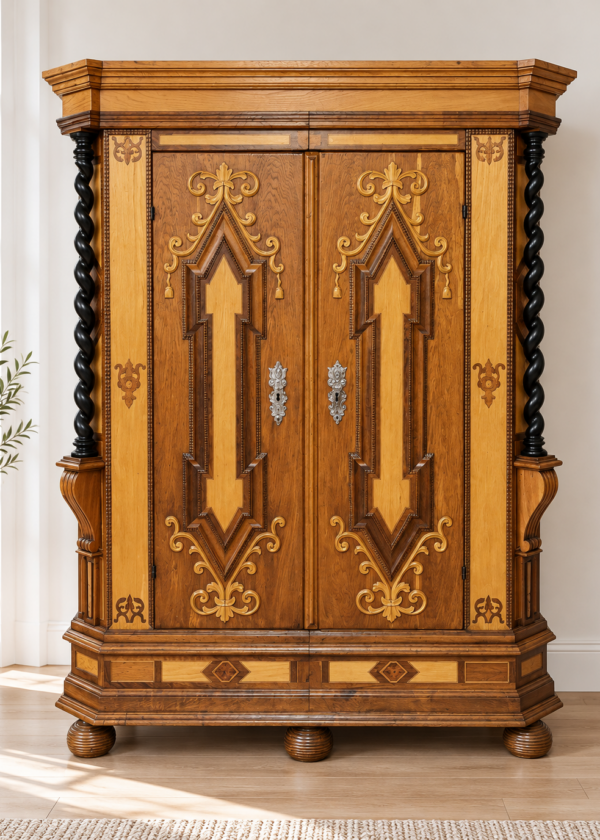 Früh Barockschrank Eiche / Esche 1700 Jahrhundert