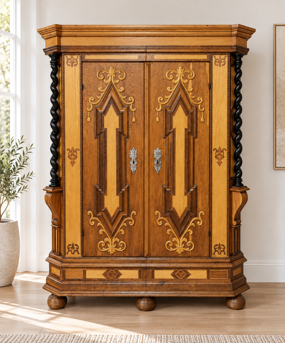 Früh Barockschrank Eiche / Esche 1700 Jahrhundert