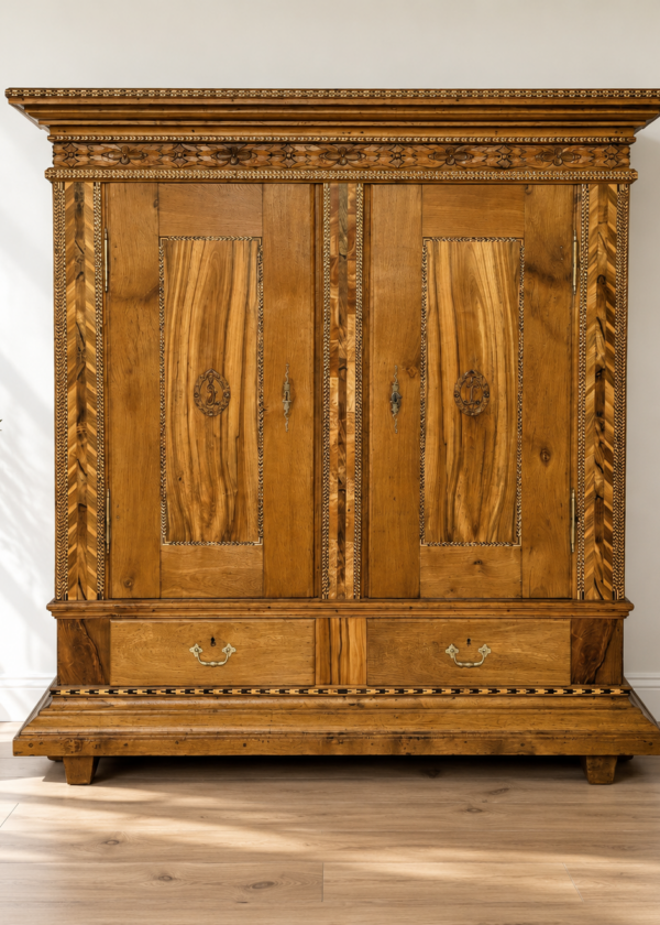 Eiche Barock Schrank mit Intarsien