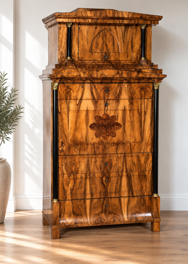 Biedermeier Schreibschrank / Sekretär Nussbaum