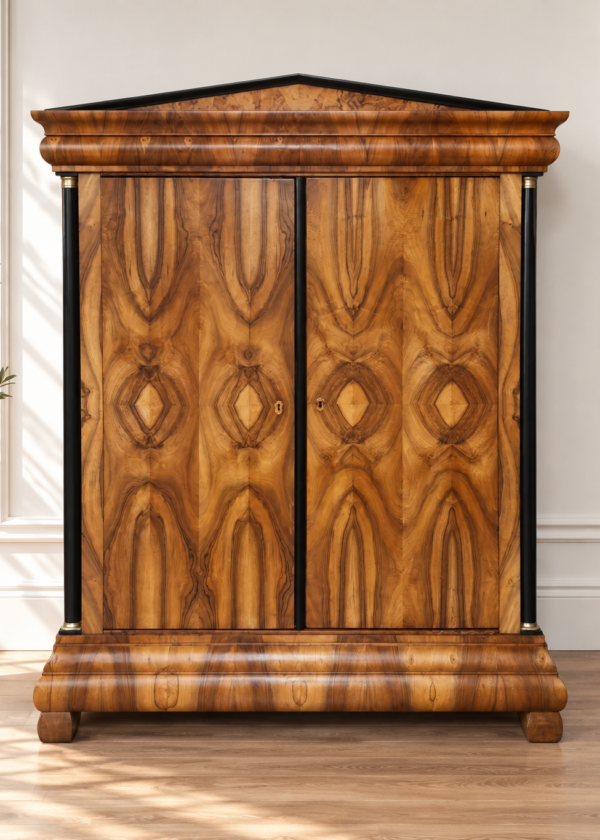Biedermeier Giebelschrank Nussbaum
