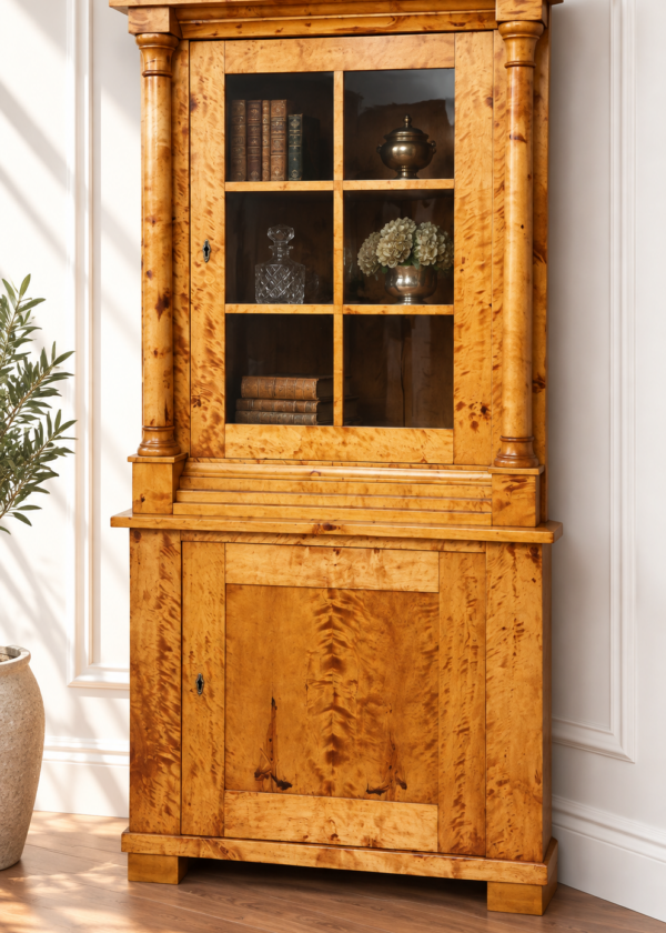 Biedermeier Säulen Eckschrank Birke / Berlin um 1820