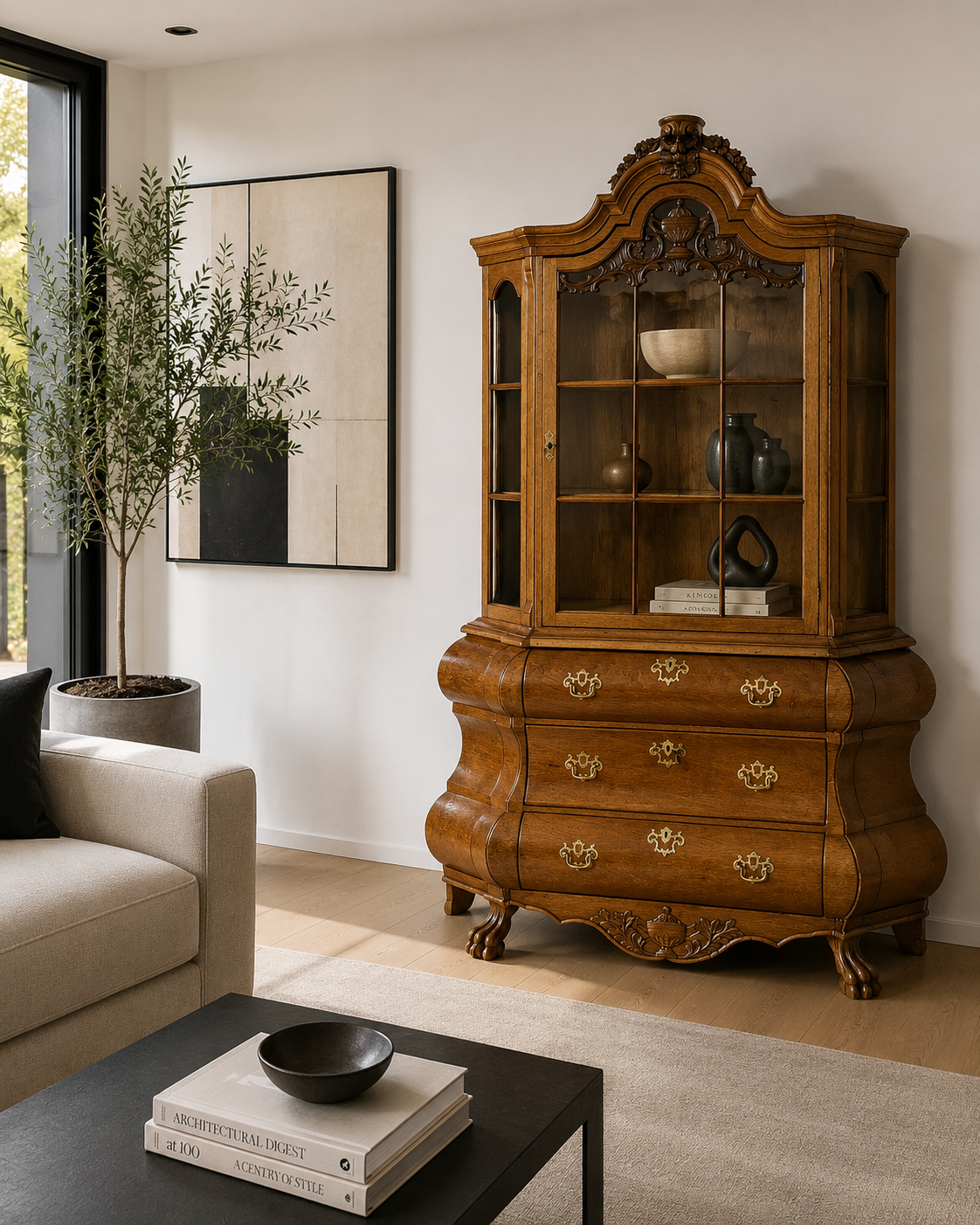 Barock Vitrine in Eiche 18 Jahrhundert Holland