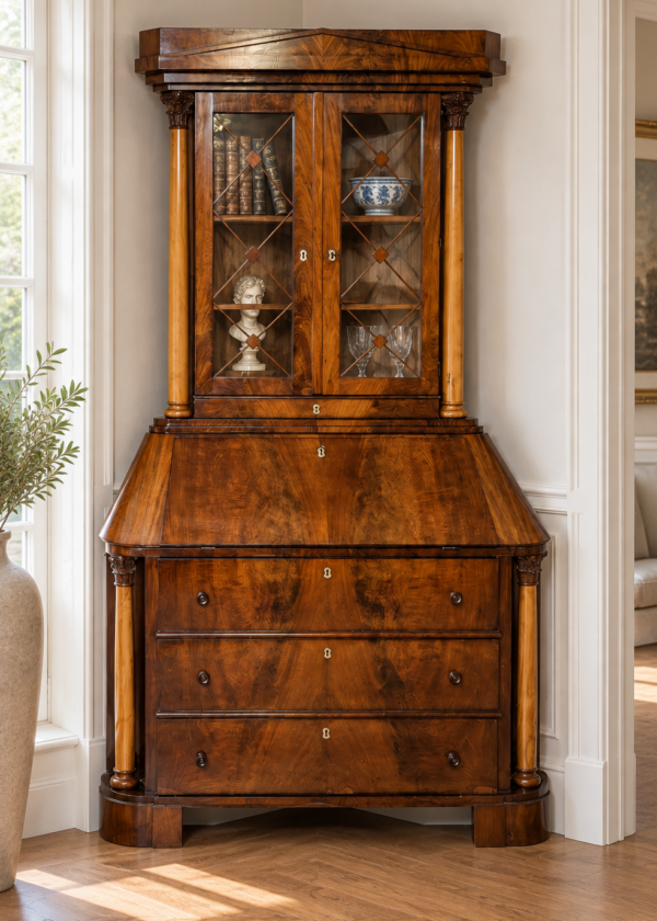 Biedermeier Eckschrank / Sekretär Mahagoni