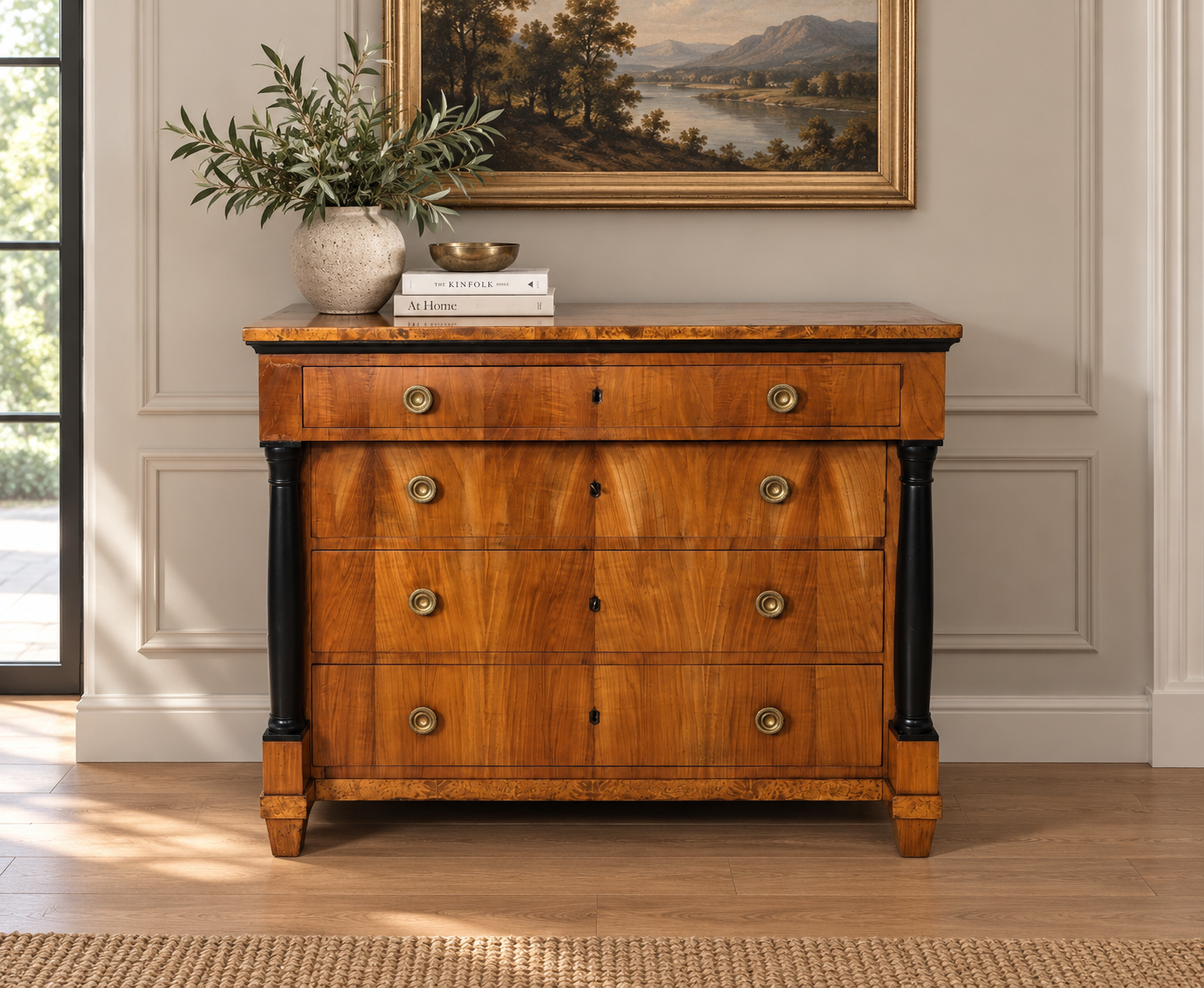 Biedermeier Säulenkommode Kirschbaum