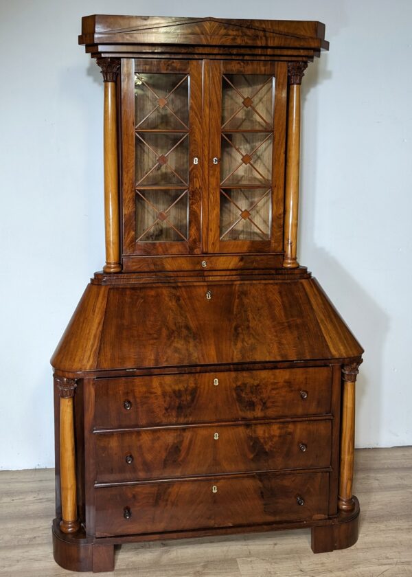 Biedermeier Eckschrank / Sekretär Mahagoni