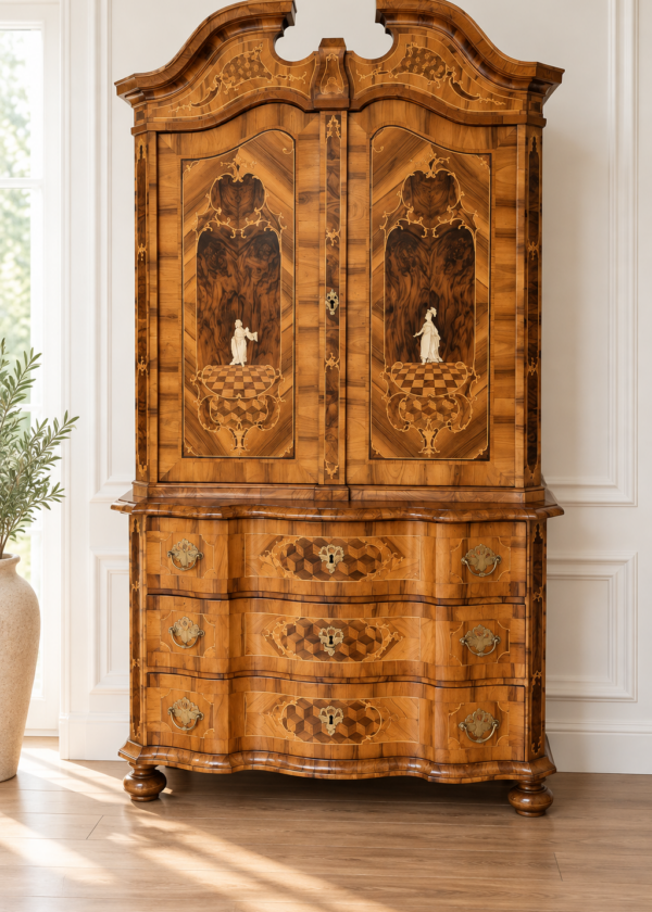 Barock Aufsatz Kommode Braunschweig Nussbaum