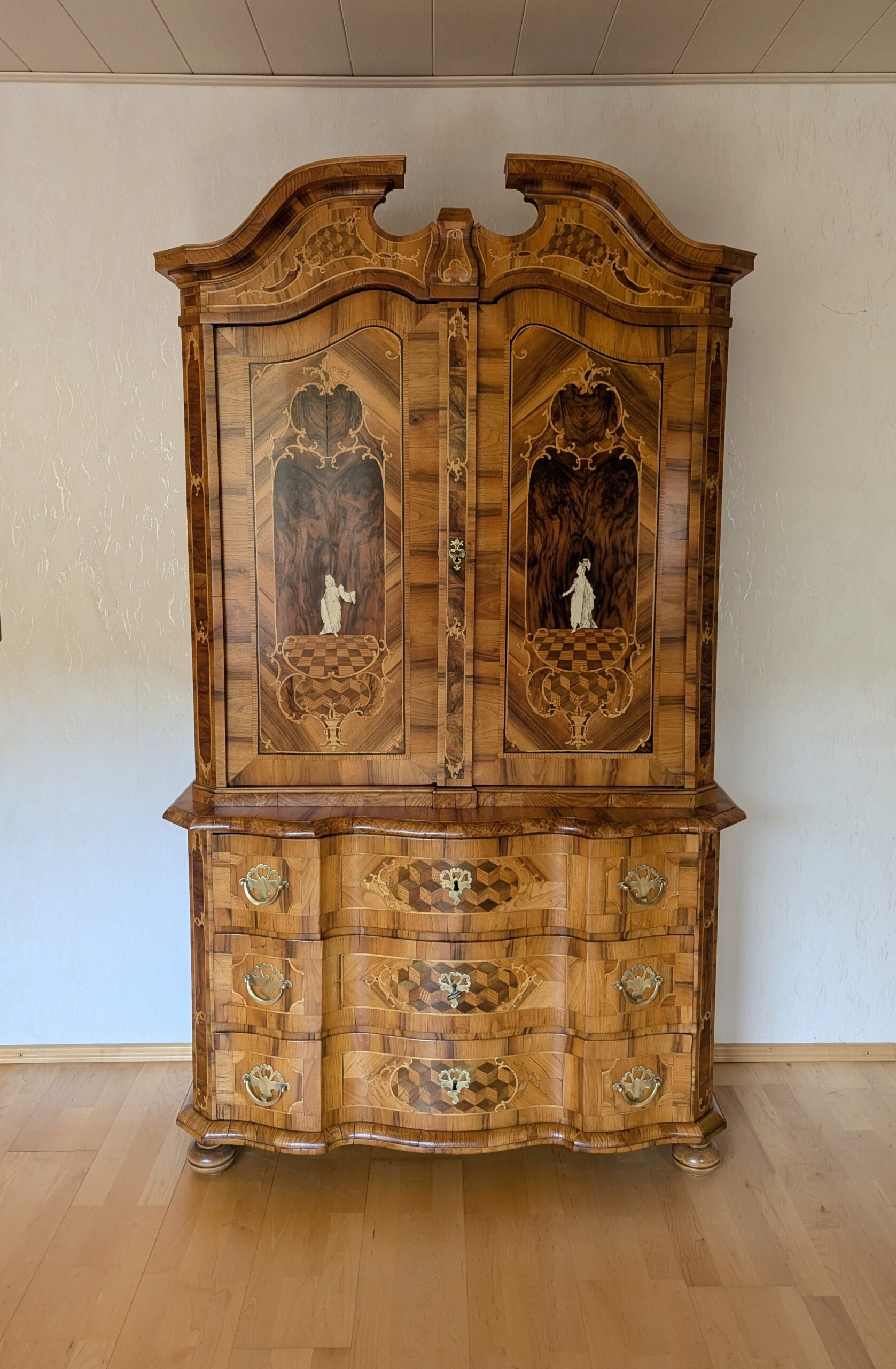 Barock Aufsatz Kommode Braunschweig Nussbaum