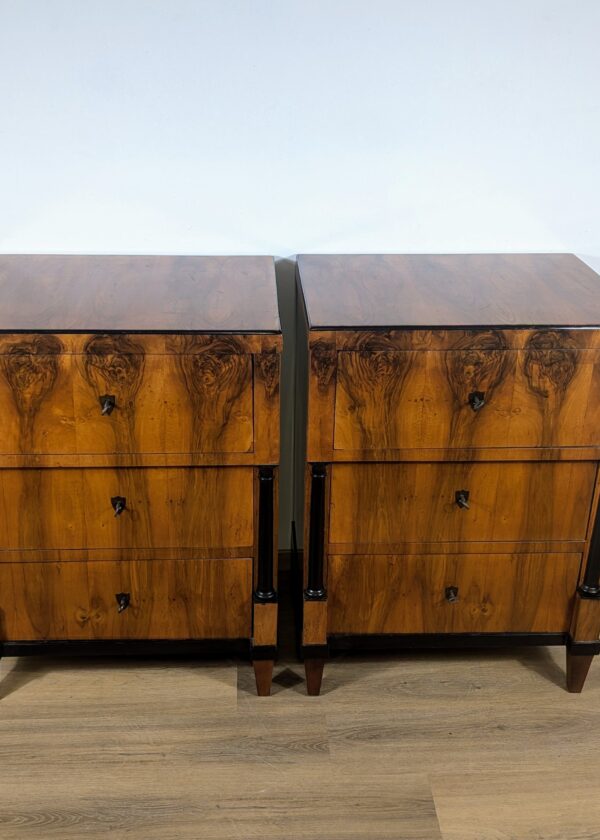 Biedermeier Kommoden Pärchen in Nussbaum