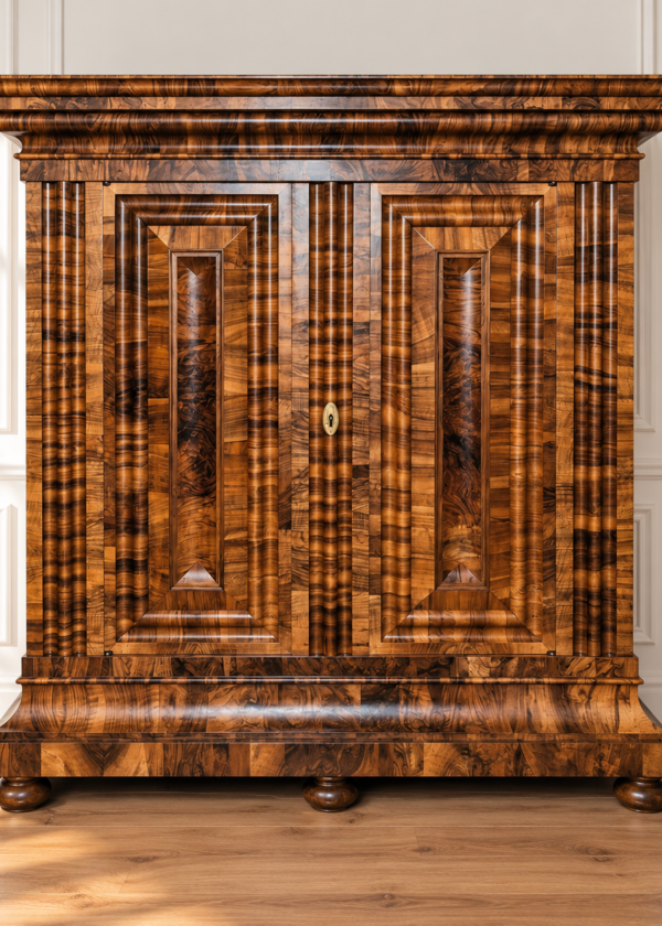 Barock Nussbaum Schrank / Züricher Wellenschrank