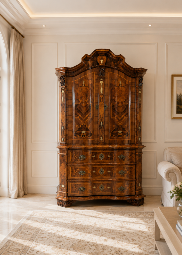 Barock Braunschweiger Aufsatz Schrank Nussbaum