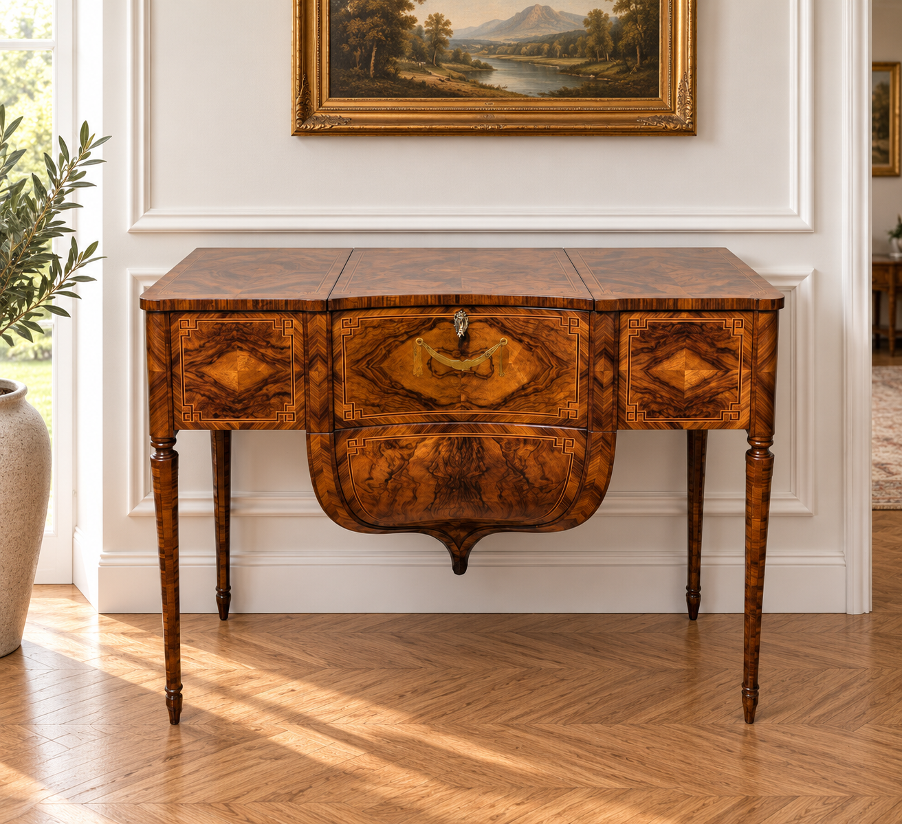 Barock Tisch / Schminktisch Nussbaum mit Intarsien