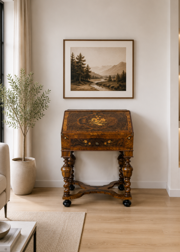 Barock Sekretär Nussbaum mit Intarsien