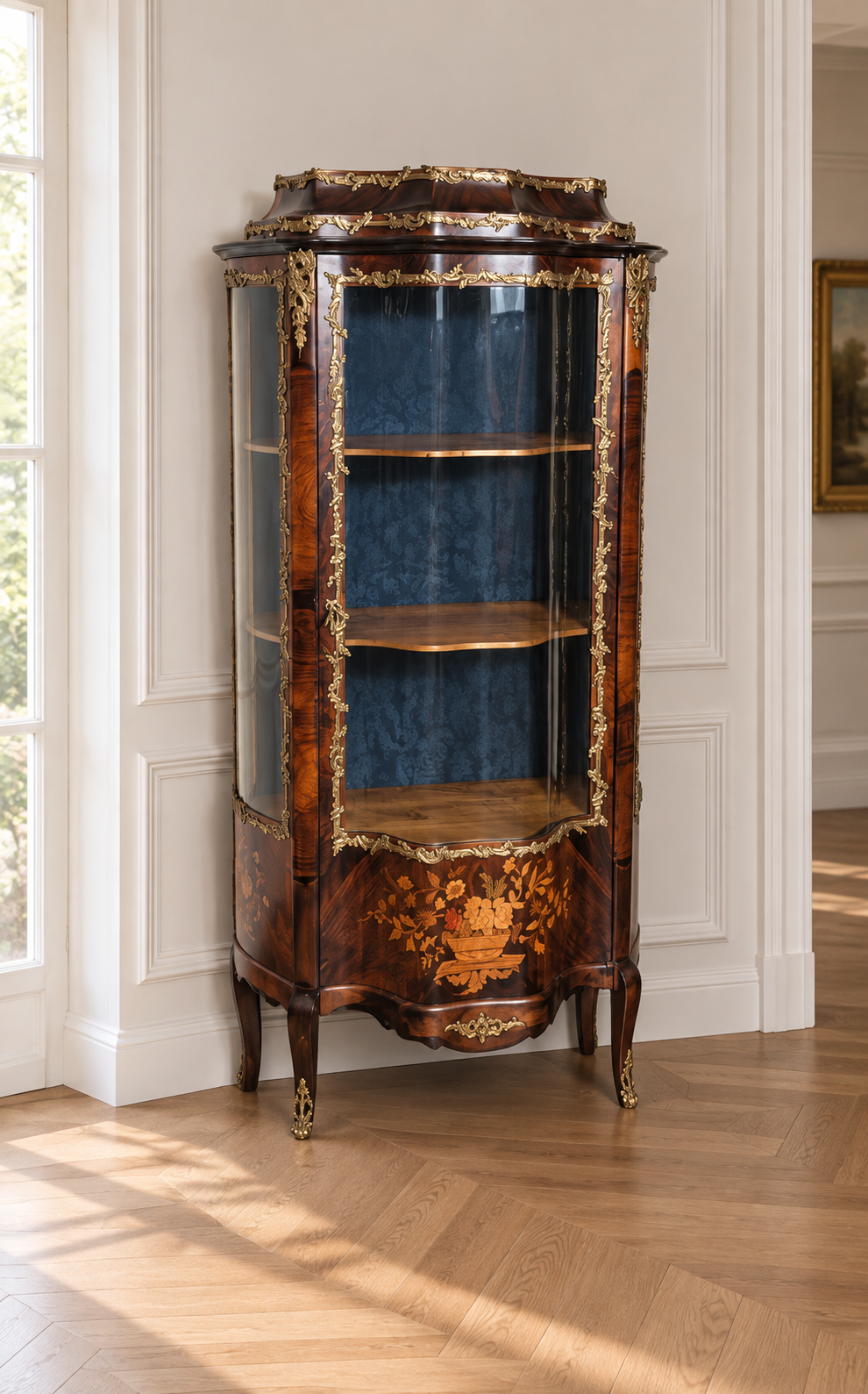 Palisander Vitrine mit Bronzebeschlägen Frankreich