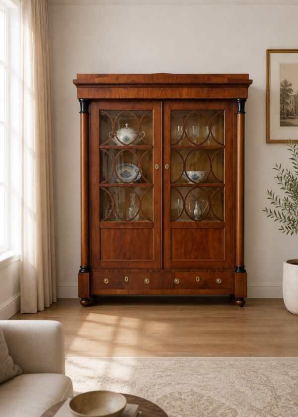 Biedermeier Vitrinenschrank / Mahagoni Vitrine
