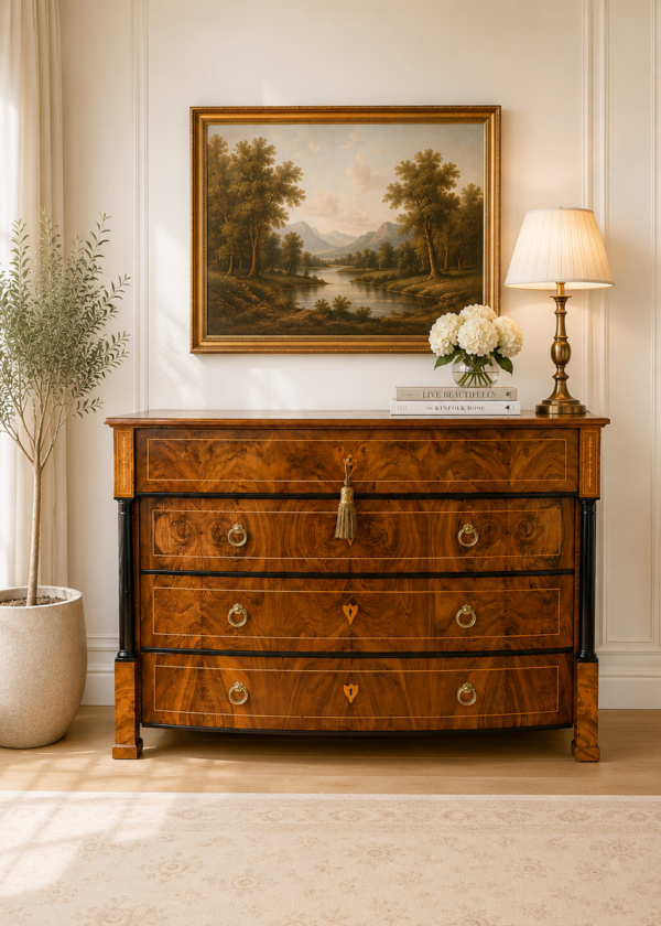 Biedermeier Nussbaum Kommode / Schreibkommode