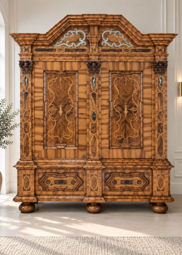 Braunschweiger Barock Schrank Nussbaum / Pilasterschrank
