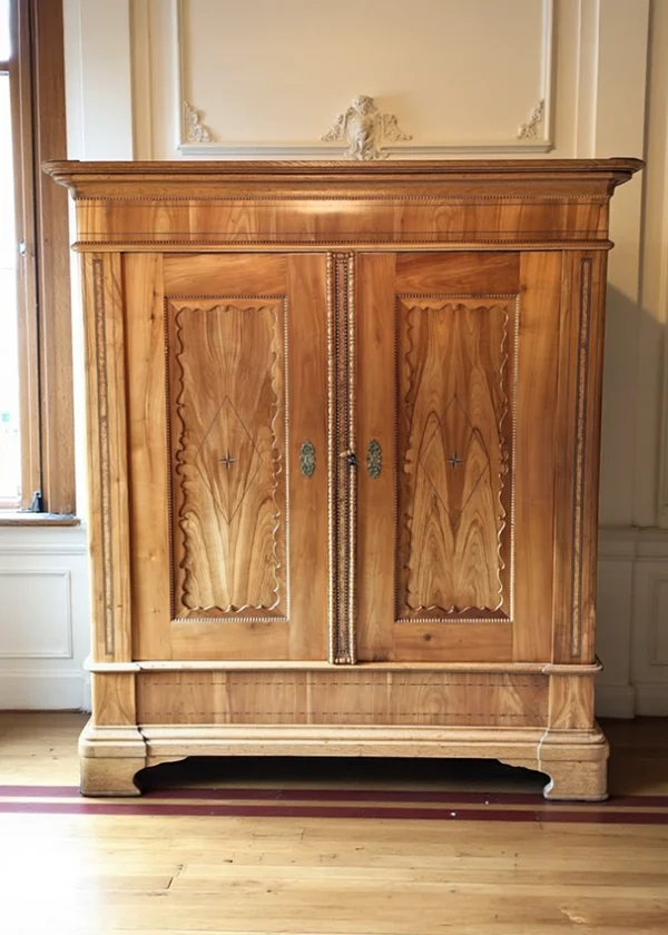 Eleganter Marburger Hochzeitsschrank aus Kirschholz und Eiche