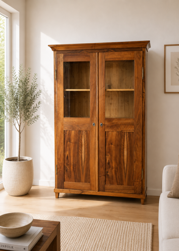 Biedermeier Nussbaum Vitrine