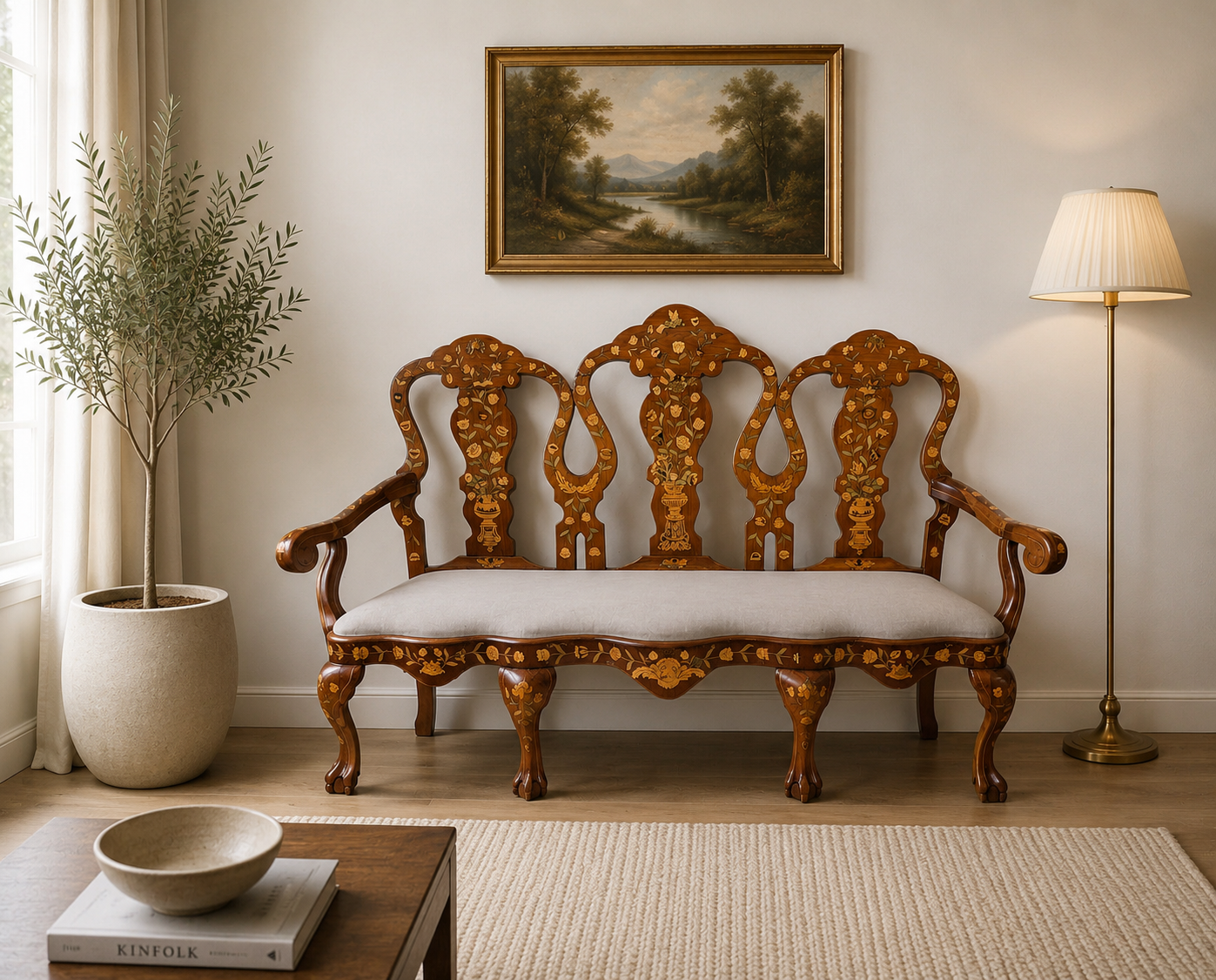 Intarsien Bank / Sofa Holland Nussbaum