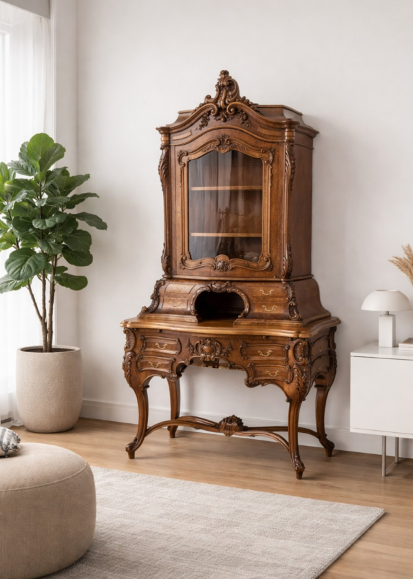 Sekretär / Kabinettschrank Nussbaum