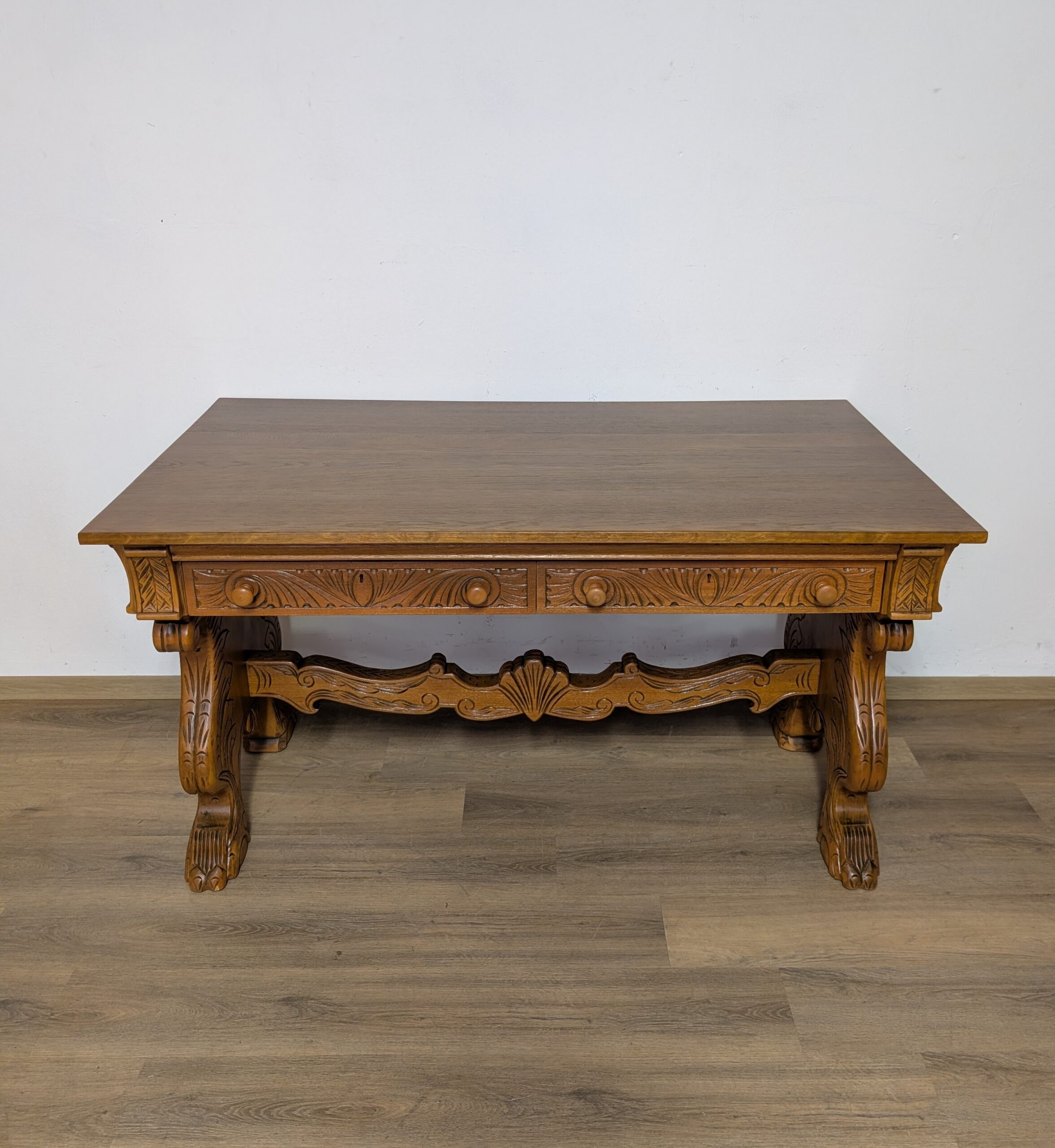 Schreibtisch / Tisch geschnitzt Neo Renaissace – Bild 2