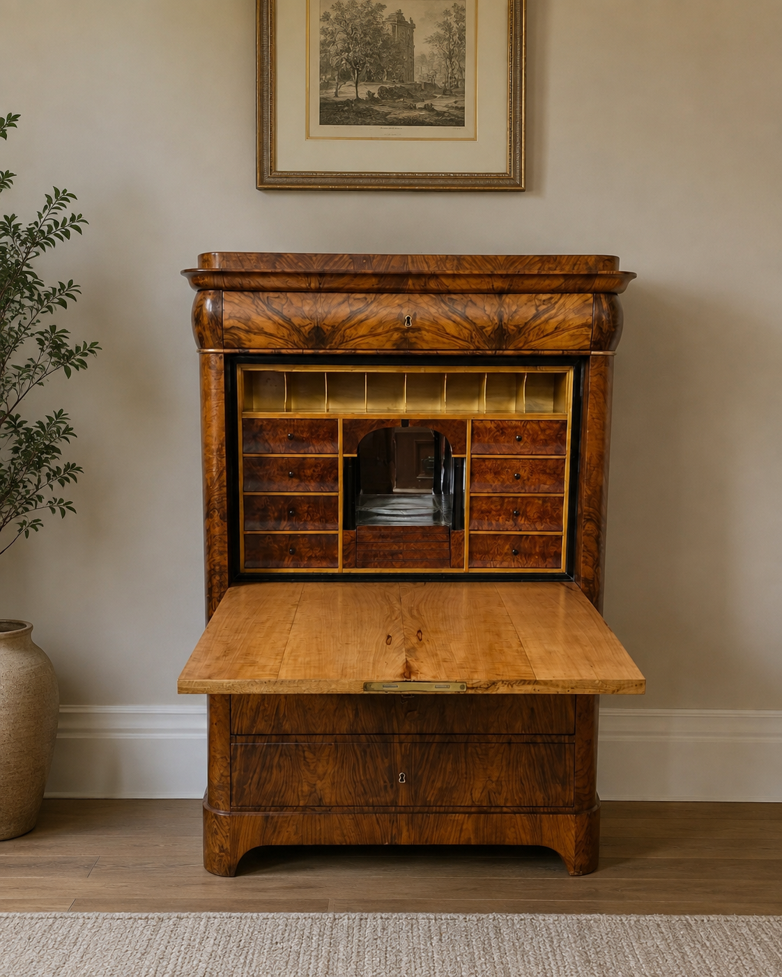 Biedermeier Nussbaum Sekretär – Bild 2